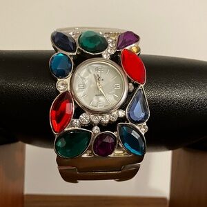 AC Retro Y2K Colorful Gemstone Bangle Watch Womens